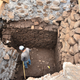 An INAH team member inspects the ancient temple.
